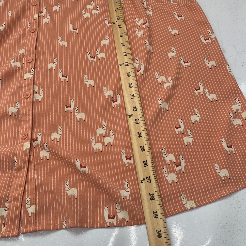Catherines Top‎ Blouse 3X   Novelty Print Lamas Orange Stripe 3/4 Sleeve Office - Picture 12 of 12